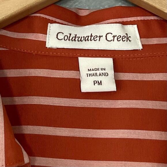 Coldwater Creek Tunic Top Petite Medium Size PM Orange Striped Boho Chic Preppy - Picture 4 of 9